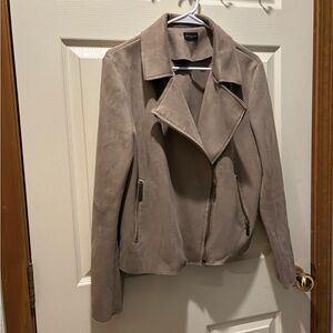 Ann Taylor Women's Taupe Moto Faux Leather Jacket Size Medium